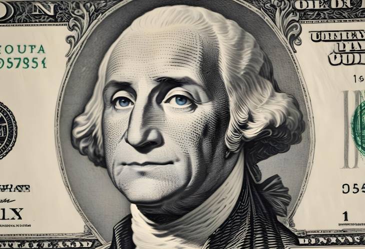 Macro View of George Washingtons Portrait on One Dollar Bill  Detailed Currency Analysis