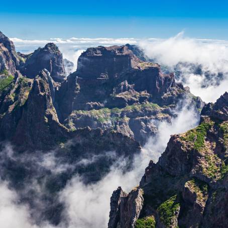 Madeira Island Majestic Mountain Peaks with Clouds