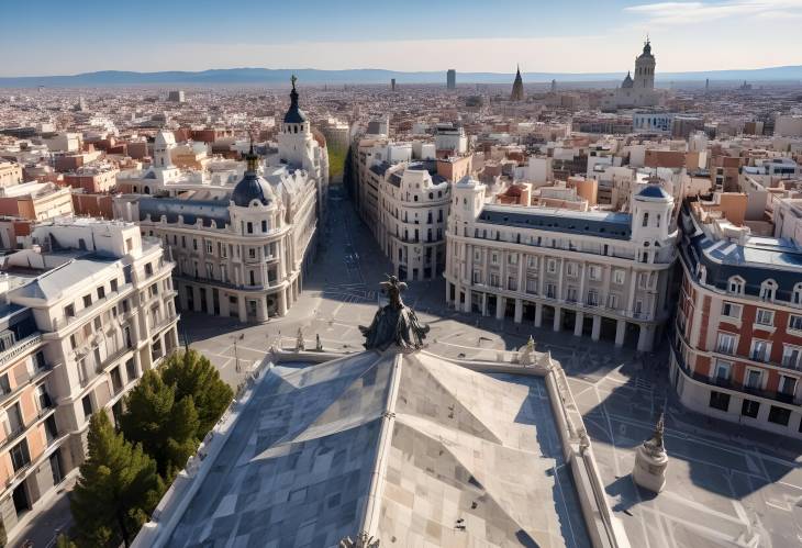 Madrid Aerial Cityscape from Almudena Cathedral Capturing Landmarks and Architecture