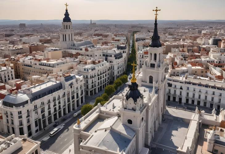 Madrid Aerial View from Almudena Cathedral Capturing the Cityscape and Landmarks