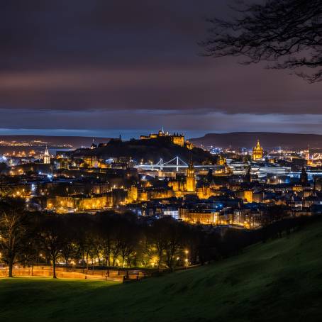 Magical Night View of Edinburgh from Calton Hill  City Lights and Landmark Highlights