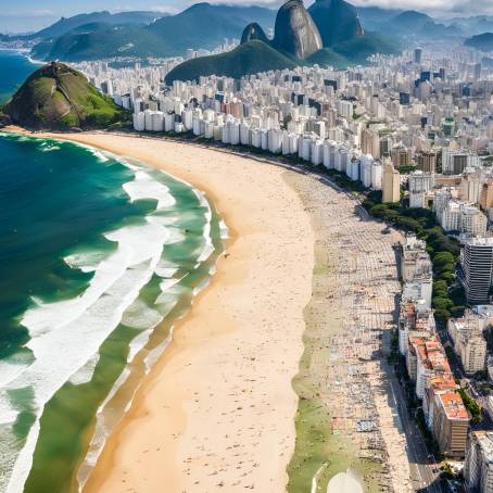 Magnificent Aerial View of Copacabana and Ipanema Beaches Over Rio de Janeiro Cityscape