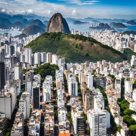 Magnificent Aerial View of Rio de Janeiro Skyline with Iconic Landmarks and Coastal Scenery