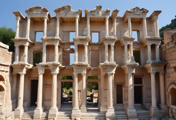 Magnificent Celsus Library in Ephesus  Historical Landmark in Selcuk, Turkey