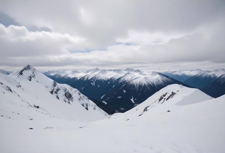 Majestic Alpine View from the Top of a Snowy Mountain