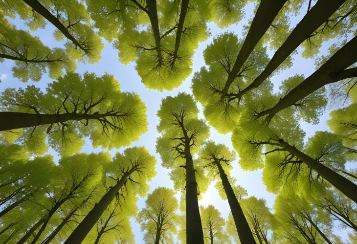 Majestic Linden and Oak Trees Reaching for Light in Mecklenburg Western Pomerania, Germany