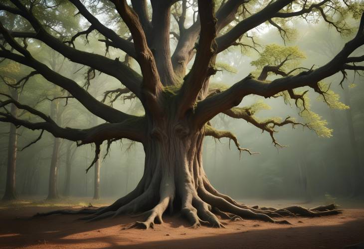 Majestic Old Tree Close Up in Forest Environment