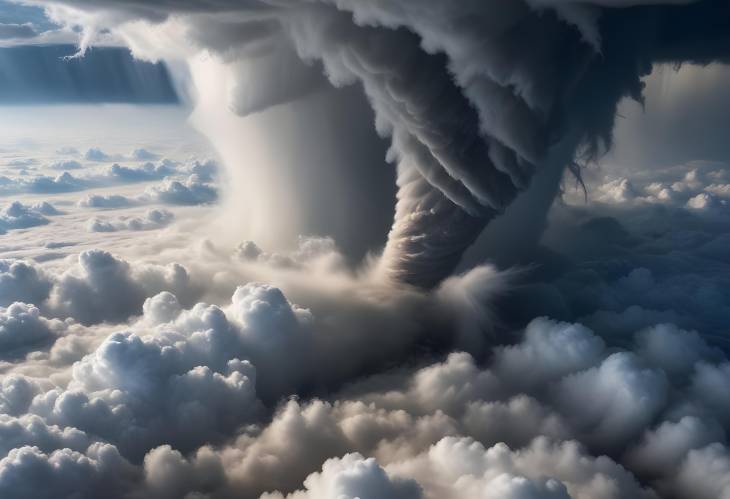 Majestic Power of Tornadoes Captivating Aerial View Over Clouds in Stunning Natural Image