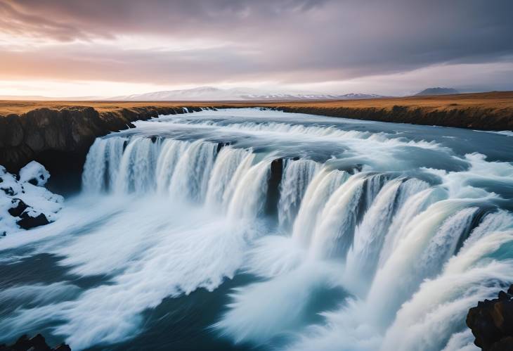 Majestic Selfoss Cascade Rapid Flow and Unusual Beauty in Vatnajokull National Park, Iceland