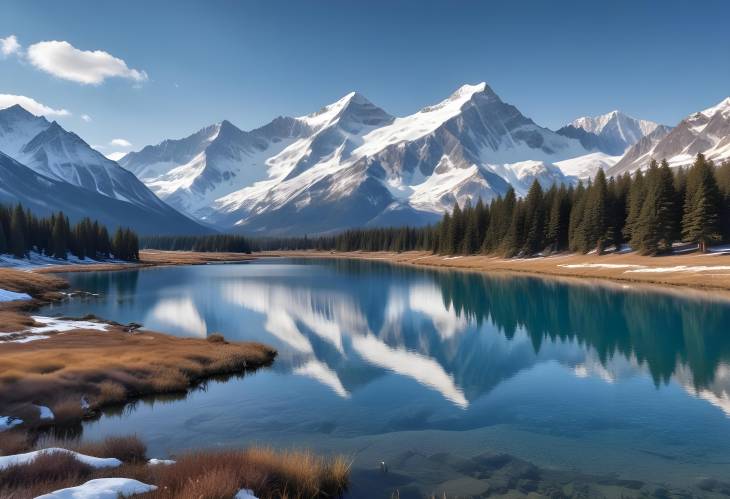 Majestic Snow Capped Mountains with Rolling Meadows