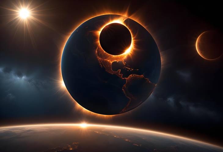 Majestic Solar Eclipse Over Earth Captured from Space