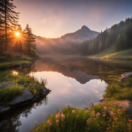 Majestic Sunrise at Polands Iconic Mountain Pond