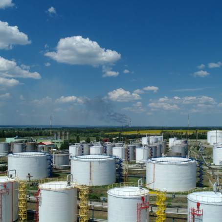 Major Oil Tanks at Industrial Refinery