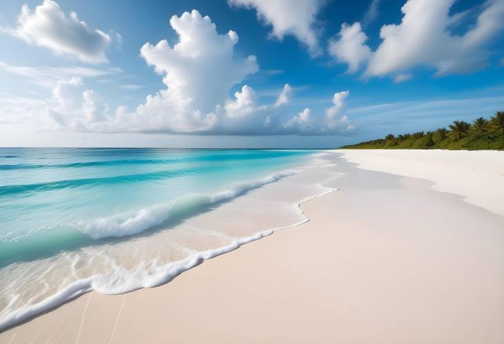 Maldives Beach Scene White Sand, Turquoise Ocean Waves