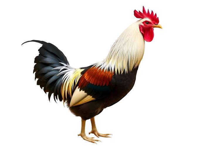 Male Rooster Isolated on White Background