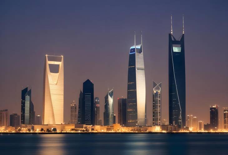 Manama Skyline Highlighted by the Stunning World Trade Center, Bahrain