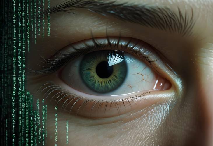 Mans Eye Meets Matrix An Artistic Fusion of Human Features and Digital Imagery