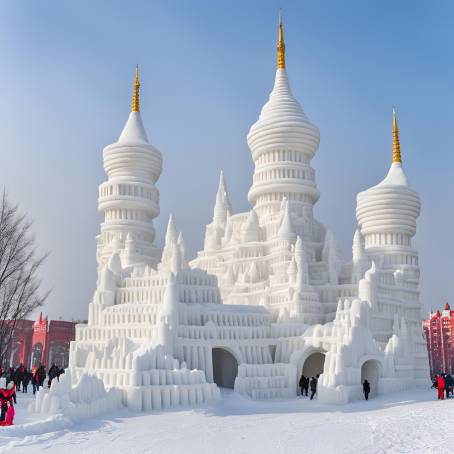 Massive Snow Structures at 30th International Snow Sculpture Expo in Harbin, Heilongjiang  January