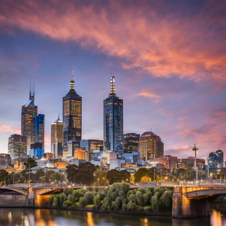 Melbourne City Skyline A Twilight Panorama of Australia Urban Beauty