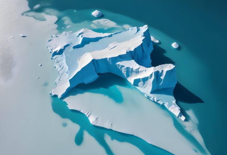 Melting Iceberg and Snow Covered Glacier in Arctic Ocean  Pure Ice Floating in Turquoise Water