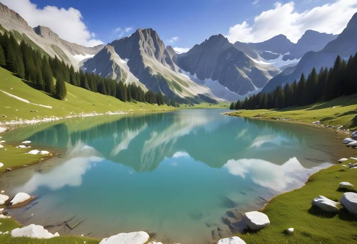 Meltwater Lake in Ammergauer Alps Majestic Alpine Landscape in Bavaria, Germany