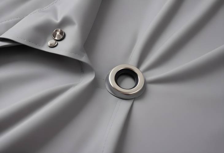 Metal Grommet on Grey Raincoat Fabric with Close Up and Detailed Finish