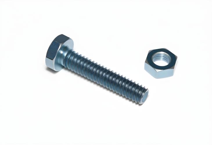 Metal Screw and Nuts Isolated on White Perfect for Technical and Industrial Uses