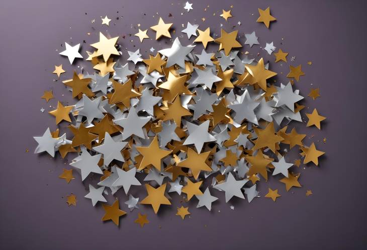 Metallic Foil Star Confetti Isolated on Clean White Background for Events