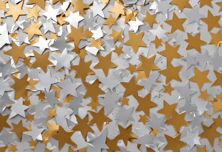 Metallic Foil Star Confetti on White Background Isolated for Party Decorations