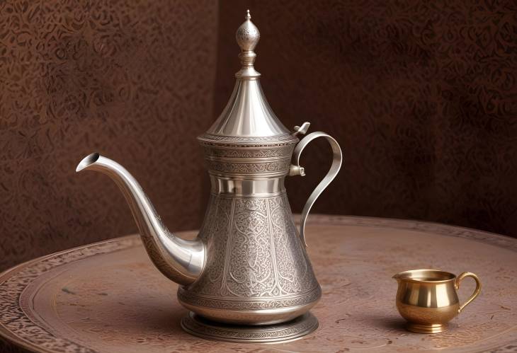 Middle Eastern dallah, Arabic coffee pot, Long spout, Coffee brews, Traditional dallah, Metal coffee