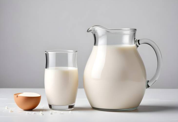 Milk Jug and Glass Isolated on White  Ideal for Dairy Product Photography and Ads