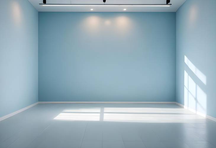 Minimal Light Blue Wall and Floor with Interesting Light Glare