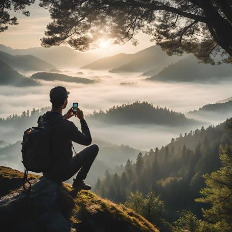 Misty Memories Man Capturing the Scenic Forest