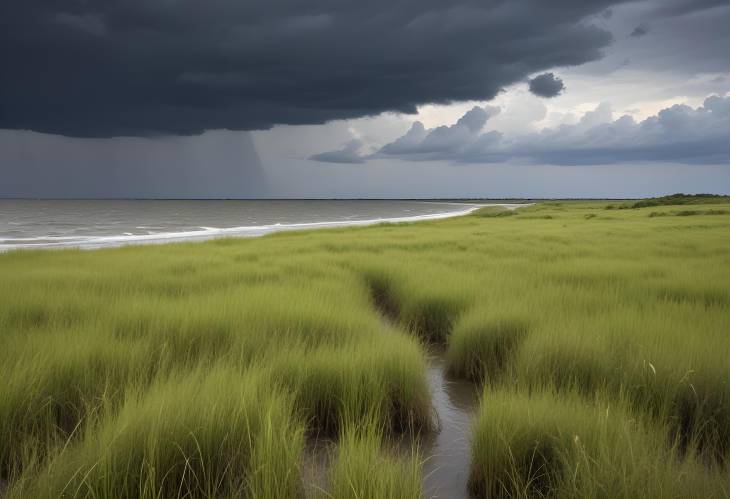 Mnchgut Nature Reserve Stormy Weather Over Bodden and Grasslands in Rgen