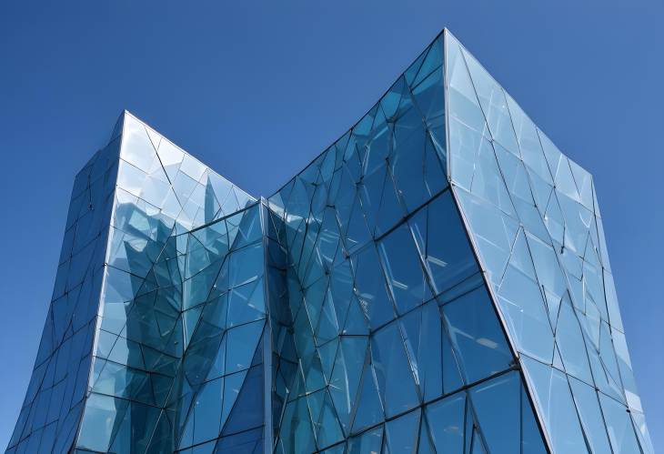 Modern Architectural Marvel with Glass Facades and Geometric Shapes