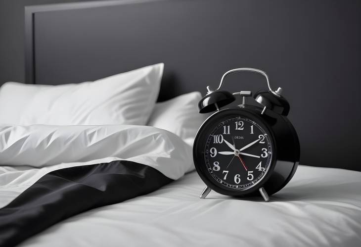 Modern Black Alarm Clock on Bedside  Chic Bedroom Setup with Sleek Timepiece