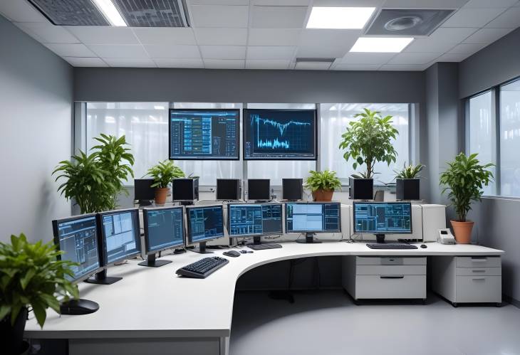 Modern Control Room Technology with Advanced Computer Monitors