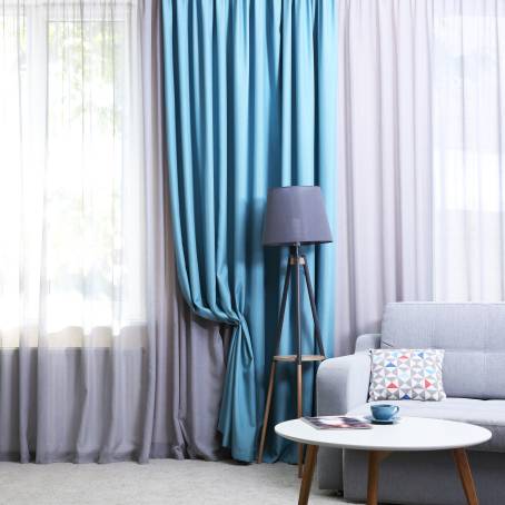 Modern Curtains and Stylish Window Treatments in Cozy Room