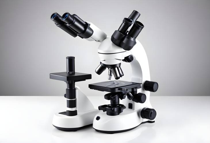 Modern Microscope on White Background Advanced Medical and Scientific Equipment