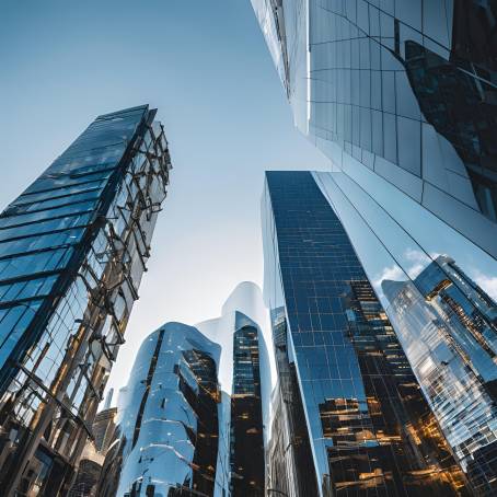 Modern Office Entrance with HighRise Glass Buildings in Calgary