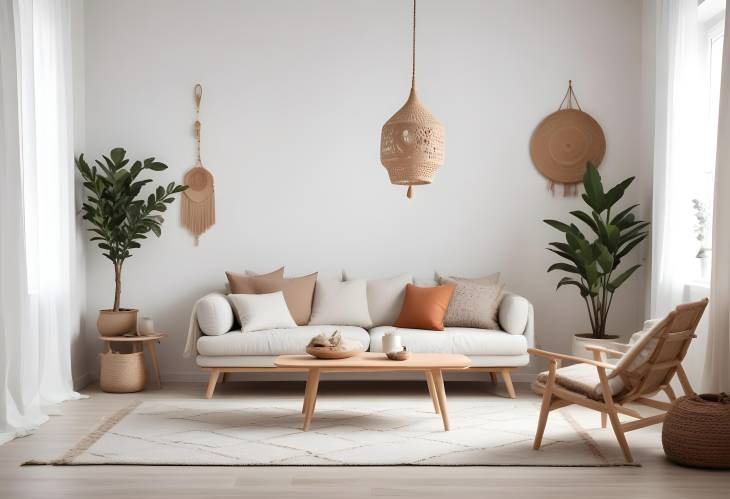 Modern Scandinavian Boho Design Minimalist Furniture and Home Staging for a Cozy Interior