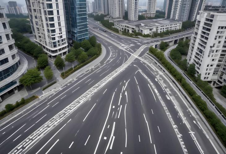 Modern Urban Landscape in Ningbo Asphalt Road and City Skyline