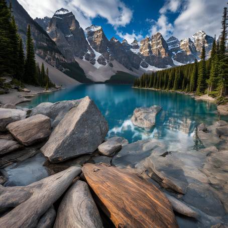 Moraine Lake A Majestic Alpine Lake Surrounded by Rugged Peaks in Banff National Park