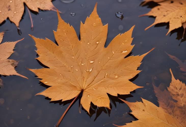 Morning Dew on a Brown Leaf  Autumn CloseUp in New Hampshires Fall Foliage