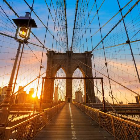 Morning Light on Brooklyn Bridge A Vintage NYC Scene