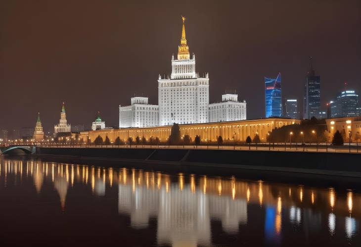 Moscow Nightscape with House of Culture GES2  November 5, 2021, City Lights and Architecture