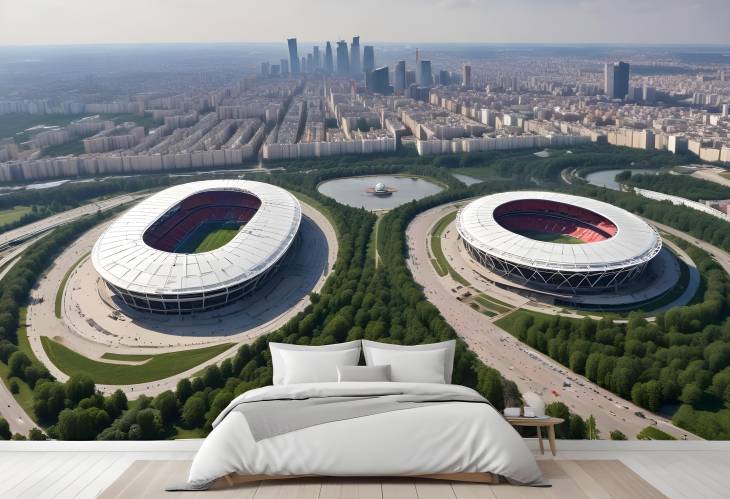 Moscow Panoramic View and Luzhniki Olympic Complex Sports Arena, May 26, 2018