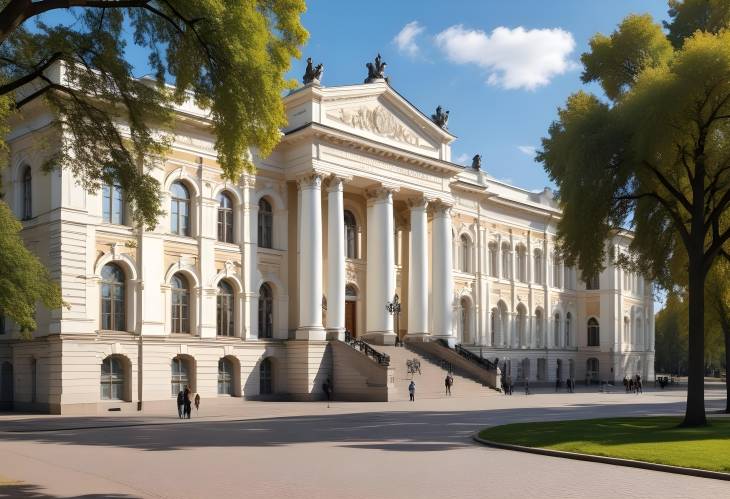 Moscow, September 3, 2021 A.S. Pushkin State Museum of Fine Arts Under Morning Sun