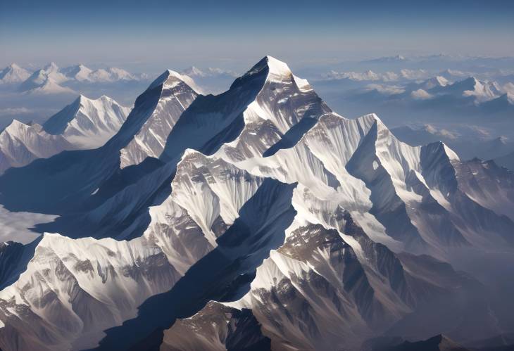 Mount Everest and Surrounding Peaks Aerial Shot, Himalayan SnowCovered Mountains, HighAltitude Vi