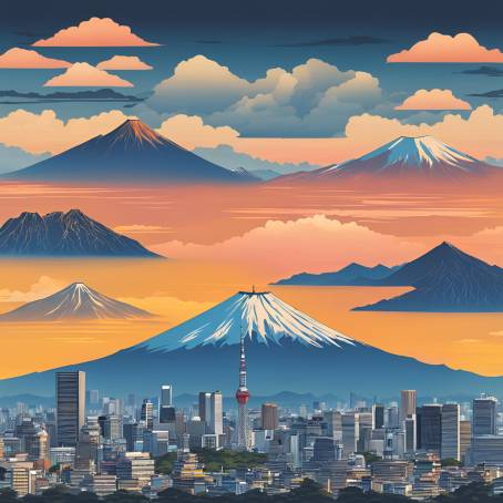 Mount Fuji and Tokyo Skyline A Stunning Japanese Landscape